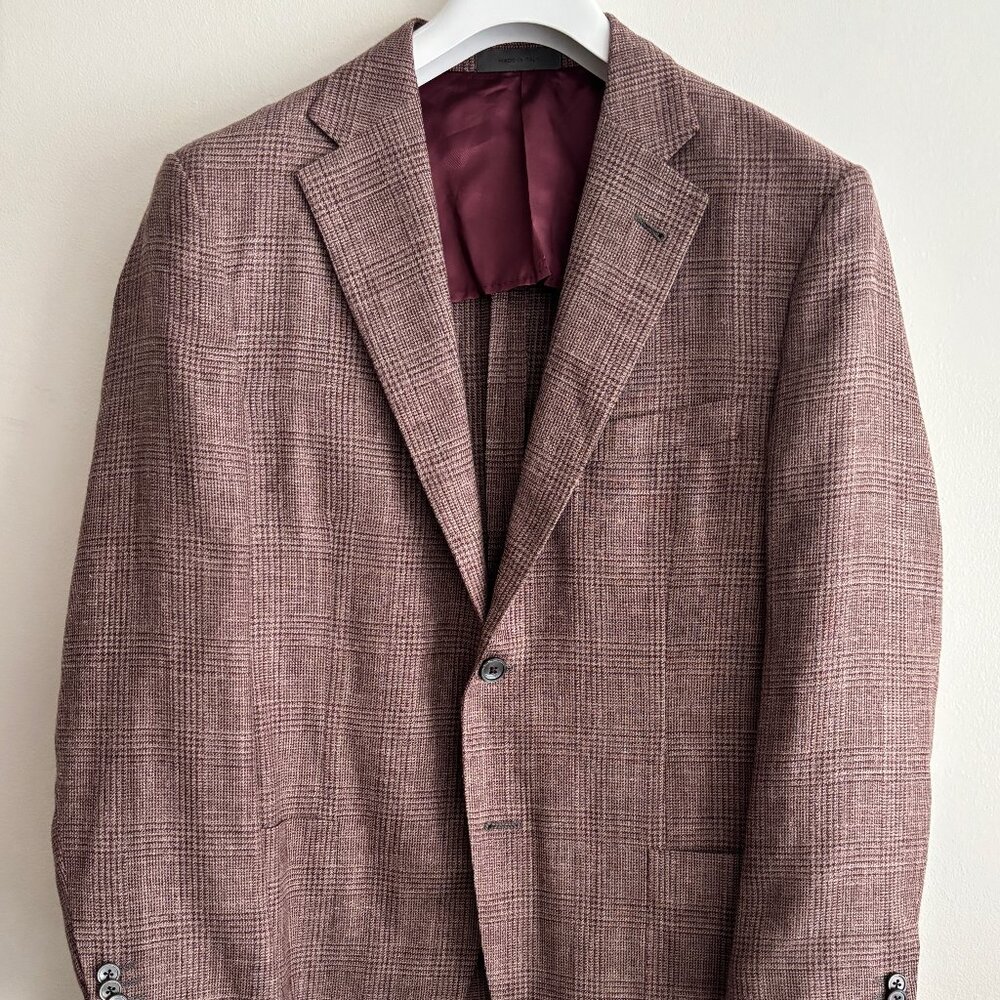 $2800 Corneliani Unstructured Glen Check Wool Silk Linen Sport Coat/ Blazer - 42